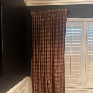 Custom Made HEAVY Extra Wide and approx.113 HIGH Silk Checked Curtain Panels